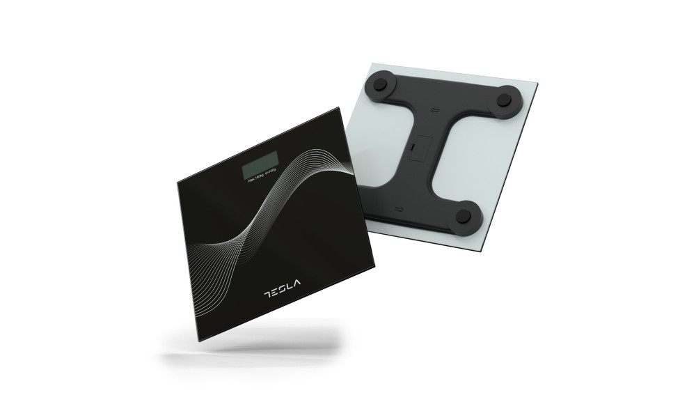 Cantar corporal Tesla BS102B, 180kg, baterii 2xAAA30x30cm, Negru