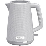 Fierbator Tesla KT400GX, 1.7L, 2200W oprire automata, LED, baza rotativa 360, alb/gri