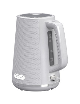 Fierbator Tesla KT400GX, 1.7L, 2200W oprire automata, LED, baza rotativa 360, alb/gri