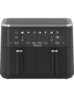Friteuza aer cald Tesla AF900BSD, 9 L, 2400WPanou digital, cos dublu, 8 programe, Negru