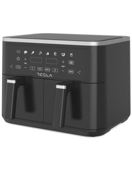 Friteuza aer cald Tesla AF900BSD, 9 L, 2400WPanou digital, cos dublu, 8 programe, Negru