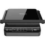 Gratar electric Tesla GR500BG, 2000 W, 10 programe LED, control digital, 30x23cm, negru/sticla