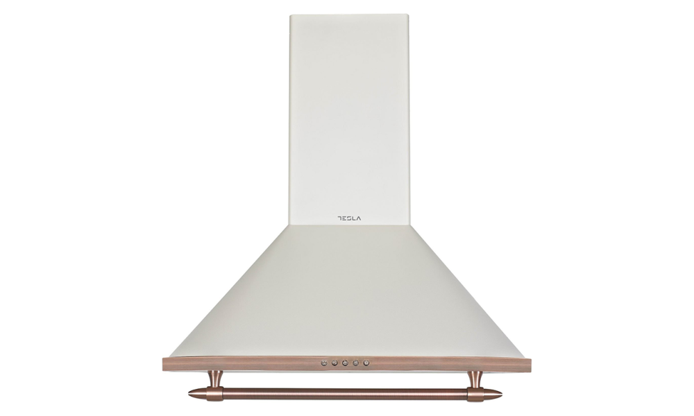 Hota decorativa retro Tesla DC600AIP, 60cm, Crem 1-motor 190W, 630m3/h, 3 trepte, LED 2x2W