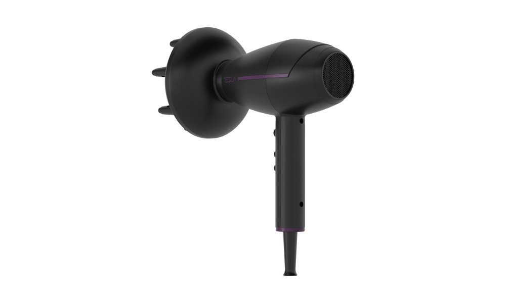 Uscator de par Tesla DRH300BPA, 2300W 3 viteze, 2 trepte temp, Fct. Ionica, Negru/Violet