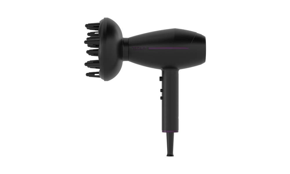 Uscator de par Tesla DRH300BPA, 2300W 3 viteze, 2 trepte temp, Fct. Ionica, Negru/Violet