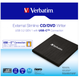 DVD-RW extern Verbatim Slimline USB3.2, USB-C, BK