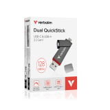 USB Drive Dual QuickStick 128GB VerbatimSSD perfromance, USB-C & USB-A USB 3.2 Gen 1