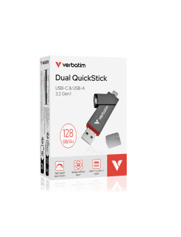 USB Drive Dual QuickStick 128GB VerbatimSSD perfromance, USB-C & USB-A USB 3.2 Gen 1