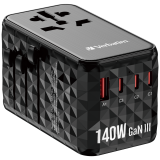 Adaptor universal Verbatim GaN III, Travel, 140W 2xUSBC,PD 3.1&QC 4+,1xUSBC, PD 3.0&1xUSBA, QC 3.0