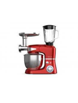 Robot de bucatarie Tesla KR600RA, 1000 W, 6 vitezebol inox 5 L, masina de tocat+blender, Rosu