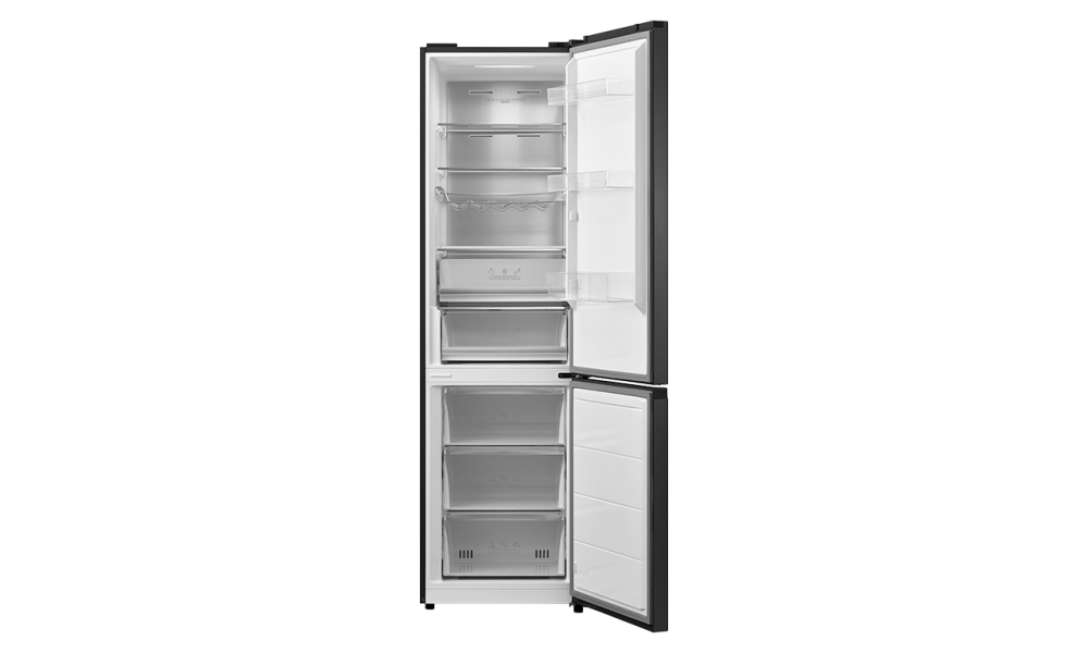 Combina frigorifica Tesla RC3800FMB, 378L, Clasa ETotal NO Frost, Display LED, H201cm, Sticla Neagra
