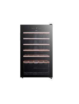 Vitrina vinuri Tesla RW092M, 93L, H84.5, Negru Control electronic, rafturi lemn, 34 sticle